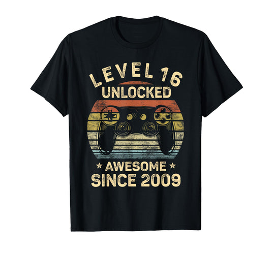 Level 16 Unlocked 16th Birthday 16 Year Old Gifts Gamer Bday T-Shirt