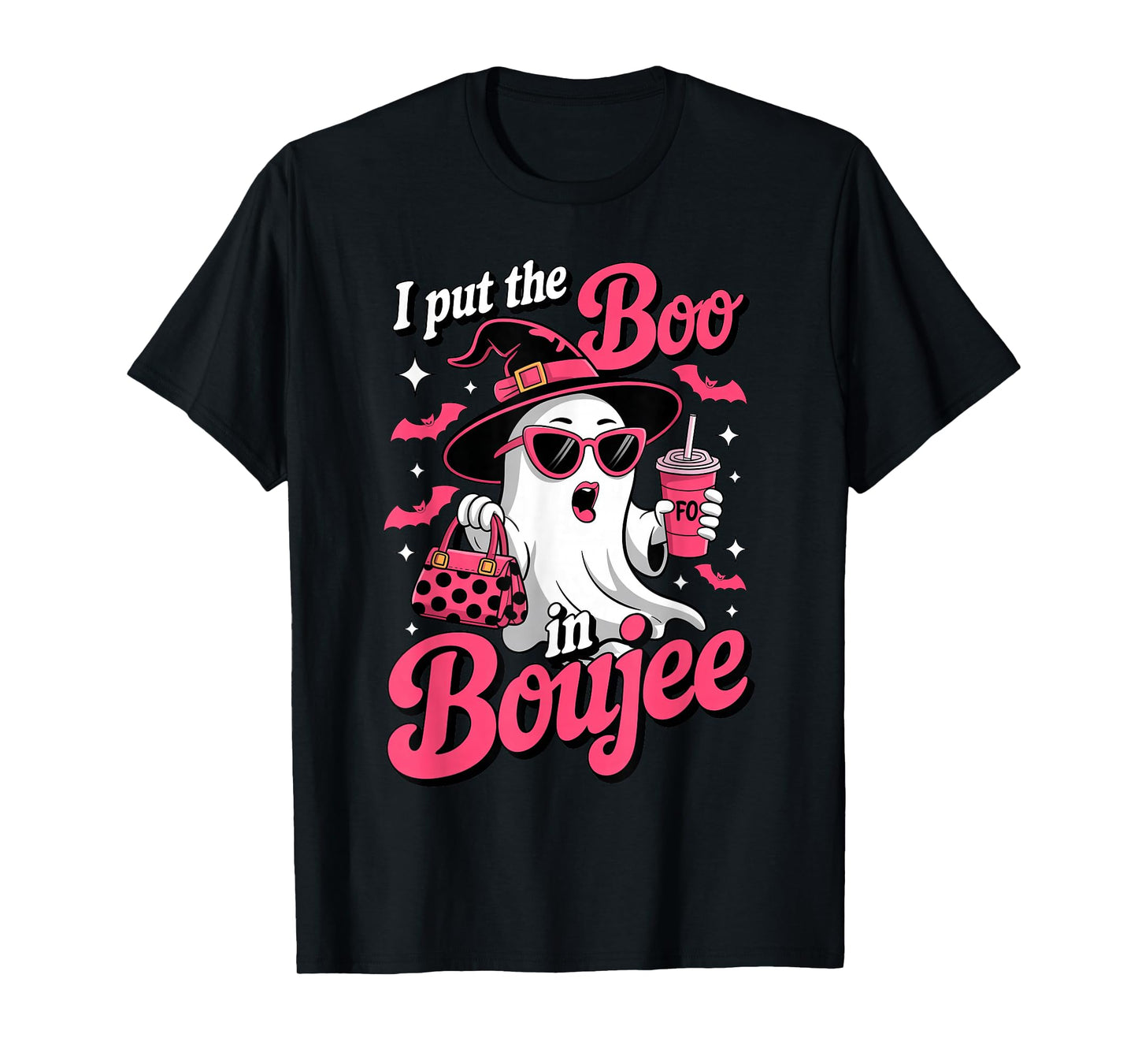Ghost Boujee Witch Hat Coffee Halloween Costume Womens Girls T-Shirt