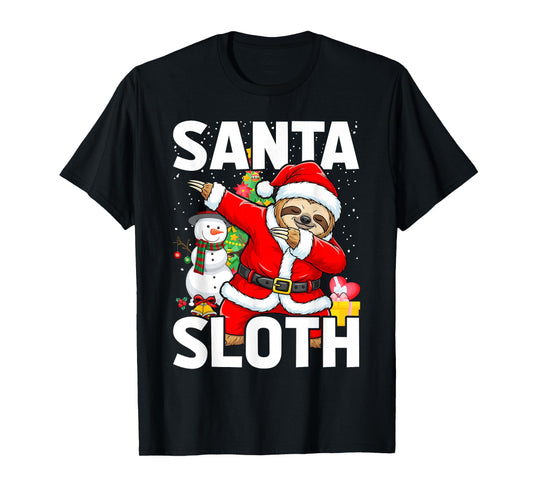 Dabbing Santa Sloth Merry Slothmas Christmas Kids Pajama T-Shirt