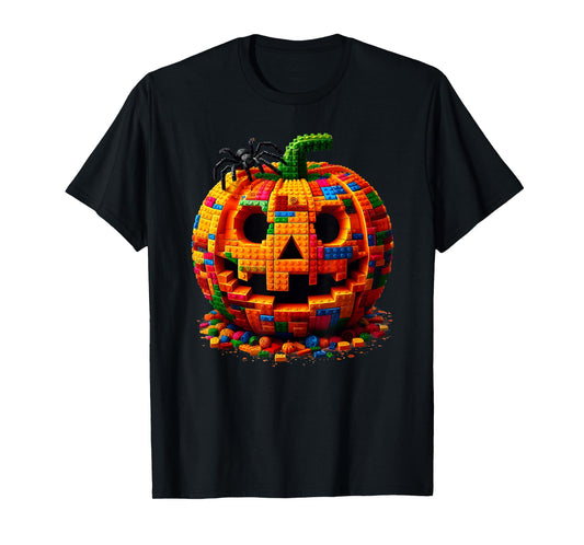 Halloween Master Builder Pumpkin Kids Building Blocks Bricks T-Shirt