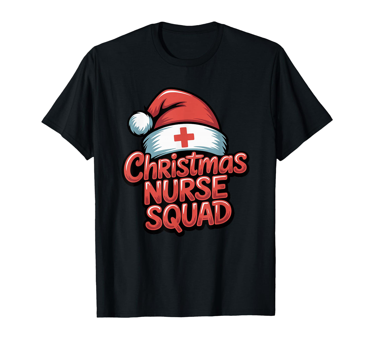 Nurse Christmas Squad Santa Hat Matching Crew T-Shirt