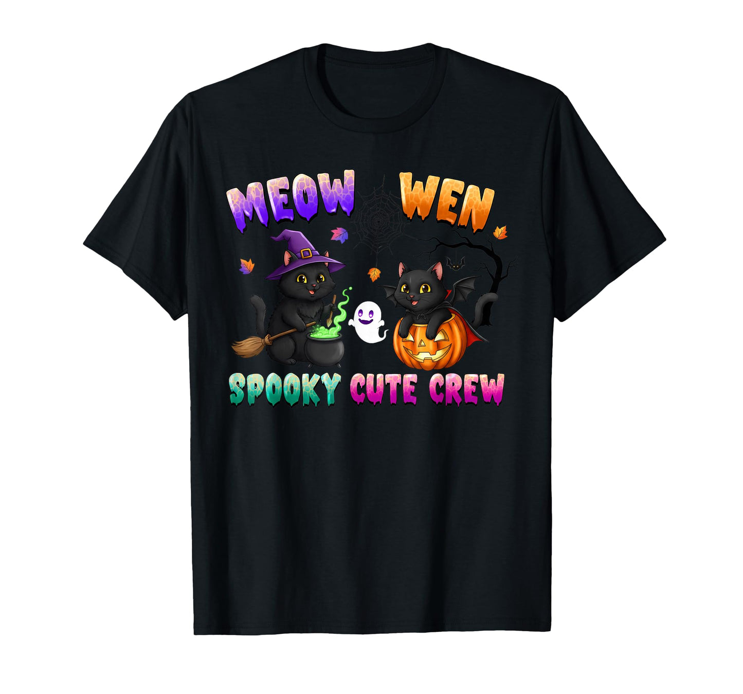 Meow Wen Spooky Crew Halloween Funny Spooky Cat for Women T-Shirt