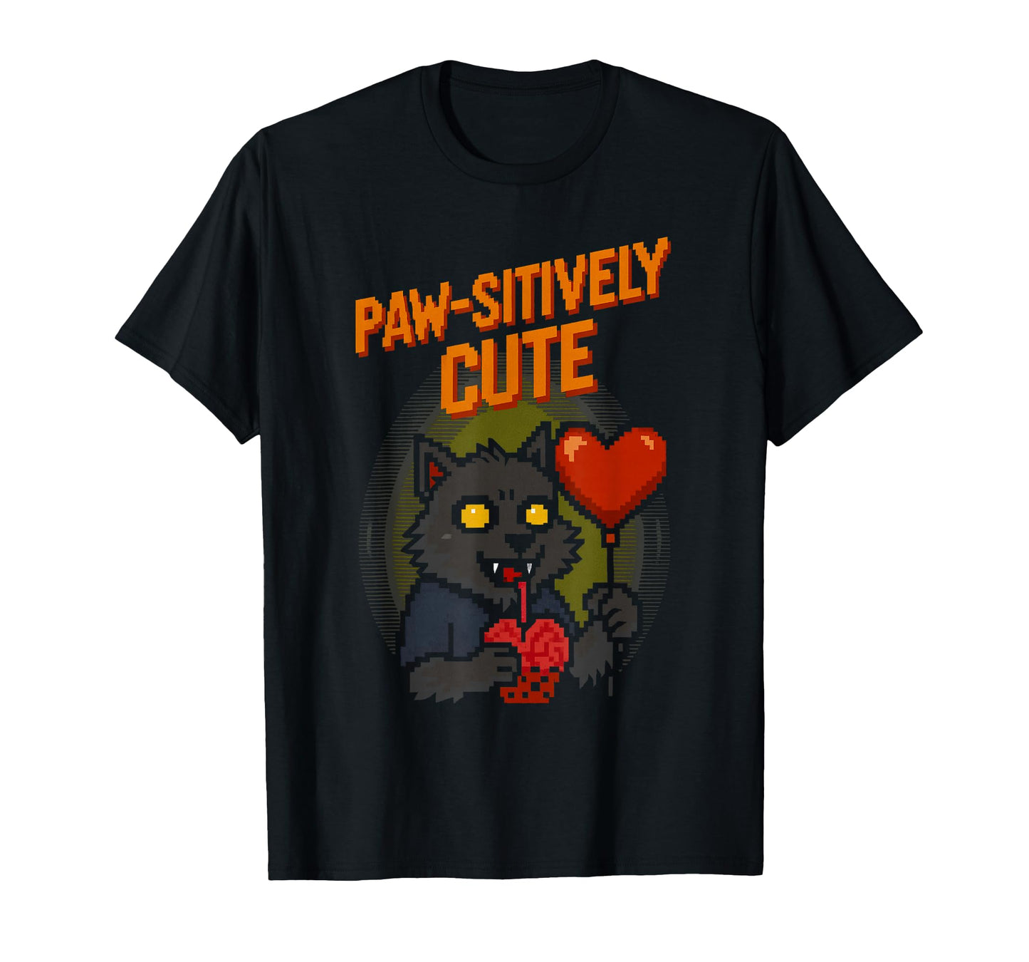 Paw-sitively Cute Funny Pixel Art Werewolf Halloween T-Shirt