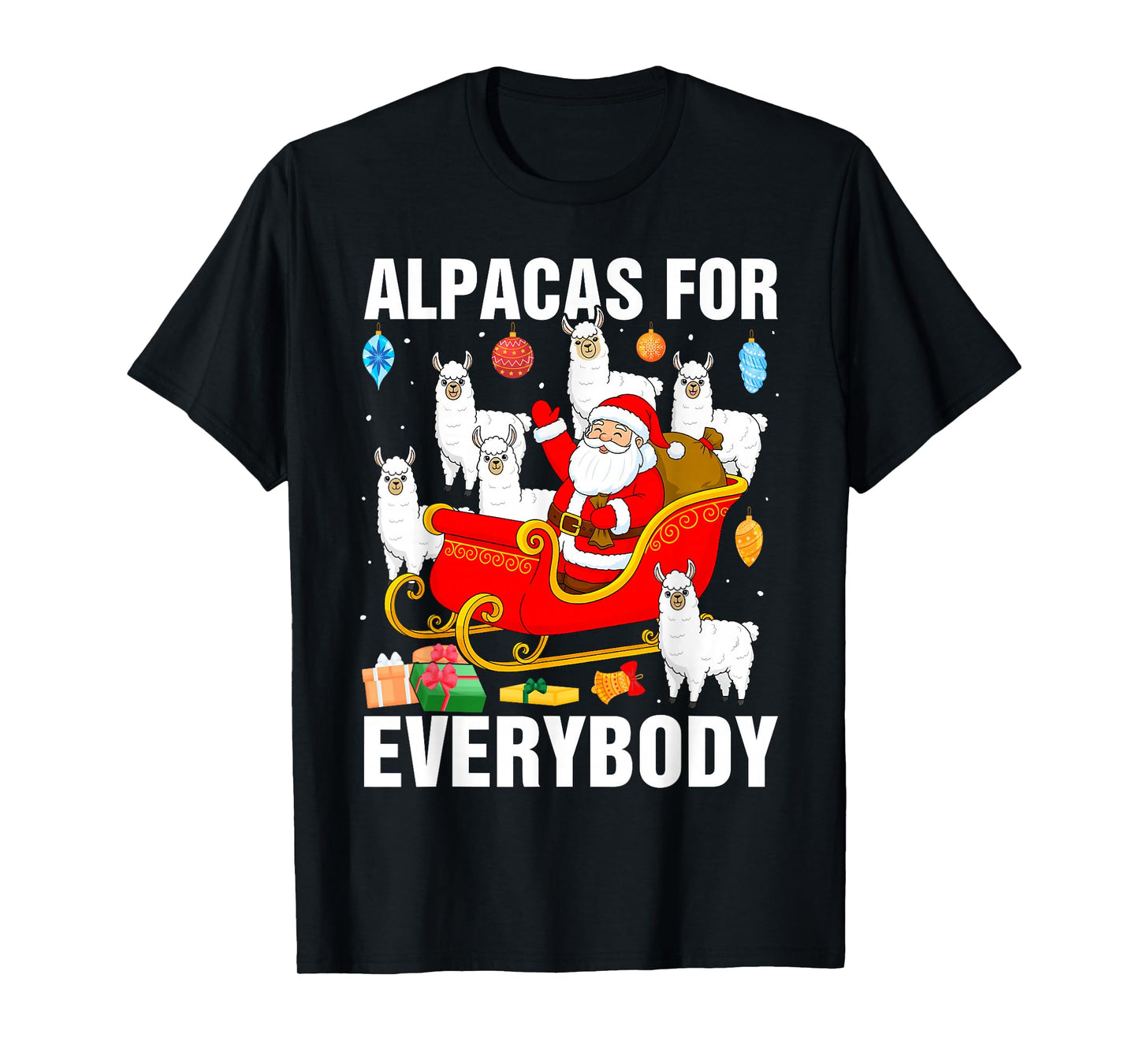 Alpacas for Everybody Santa Sled Funny Christmas Alpaca T-Shirt