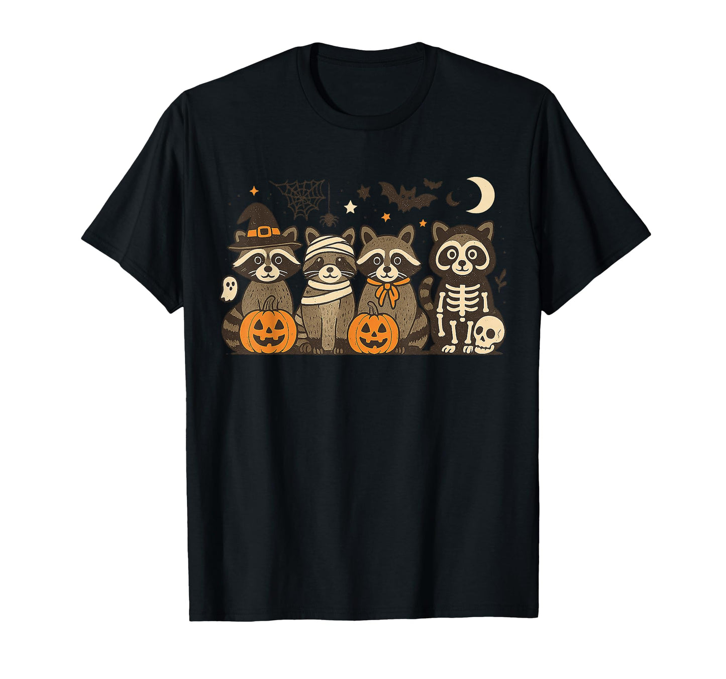 Halloween Raccoon Costumes Ghost Witch Mummy Gifts Men Women T-Shirt