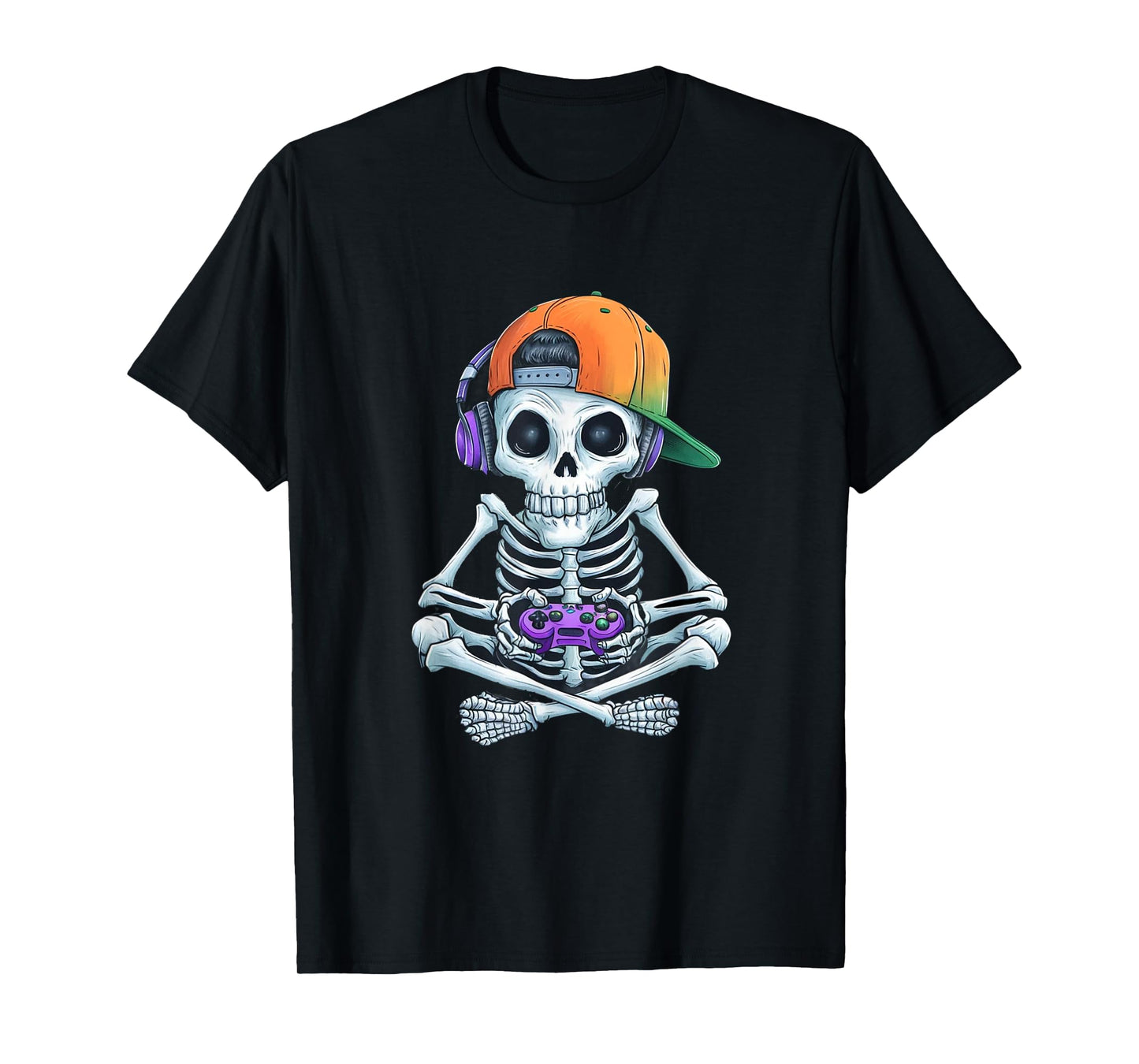 Gaming Skeleton Halloween Funny Gamer Boys kids Men T-Shirt