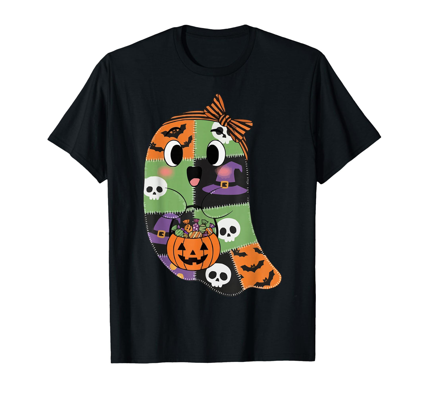 Halloween Patchwork Ghost with Candy T-Shirt