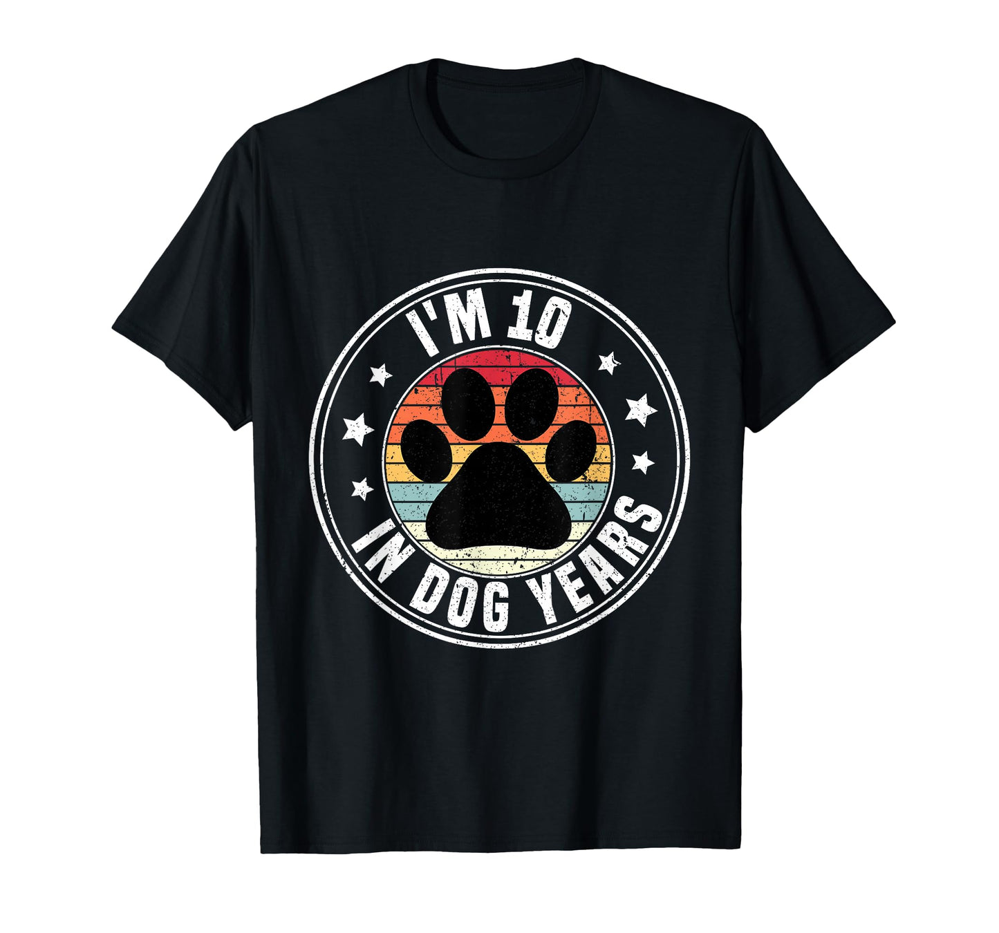 I'm 10 in Dog Years Funny 70th Birthday Dog Lover Vintage T-Shirt