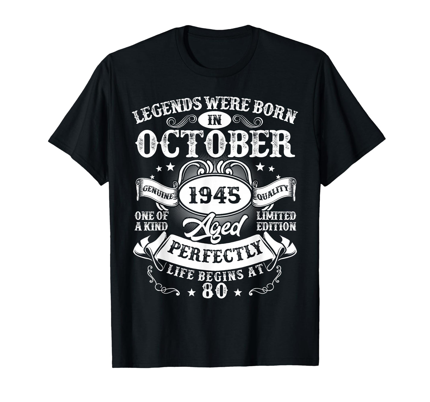 Legends Were Born in October 1945 Vintage 80th Birthday Men T-Shirt