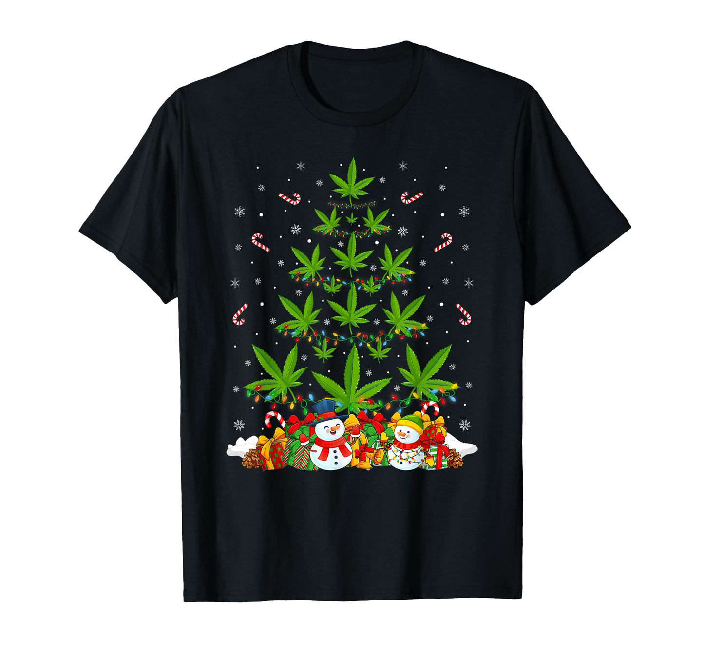 Marijuana Leaf Christmas Tree Cannabis Weed Stoner Xmas T-Shirt