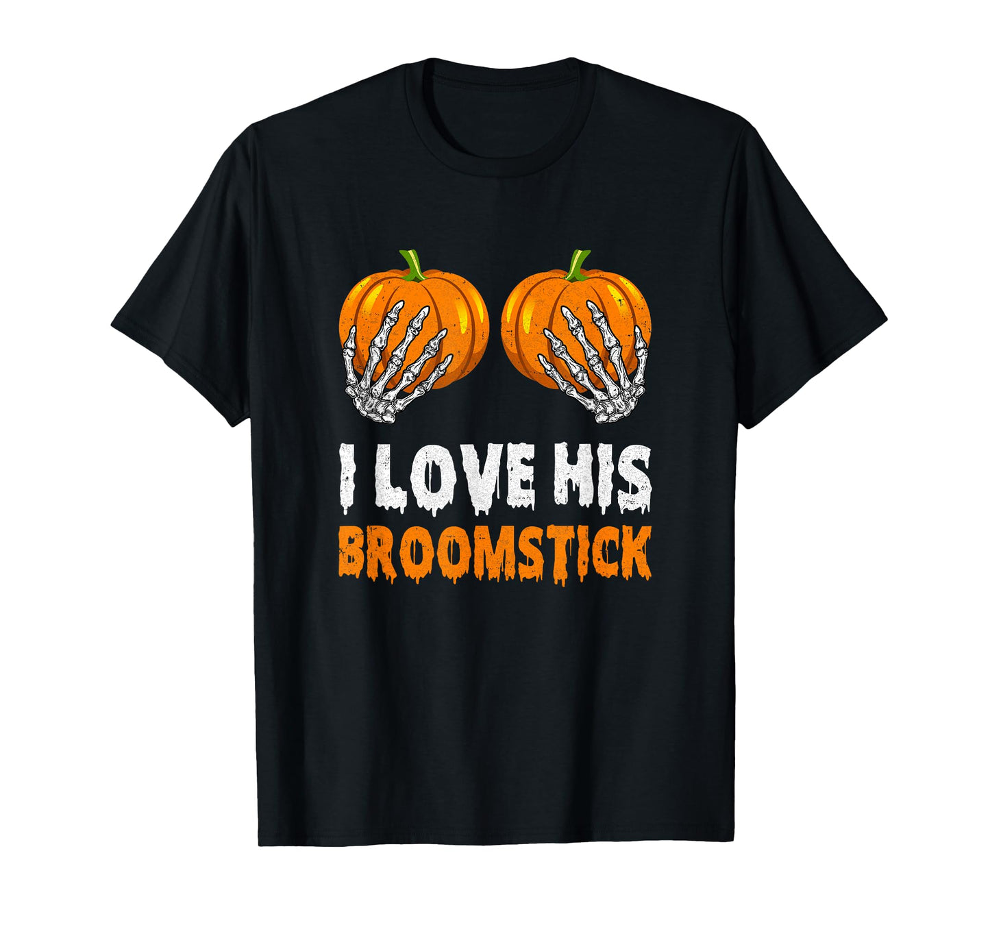 I Love His Broomstick I Love Her Pumpkins Halloween Couples T-Shirt