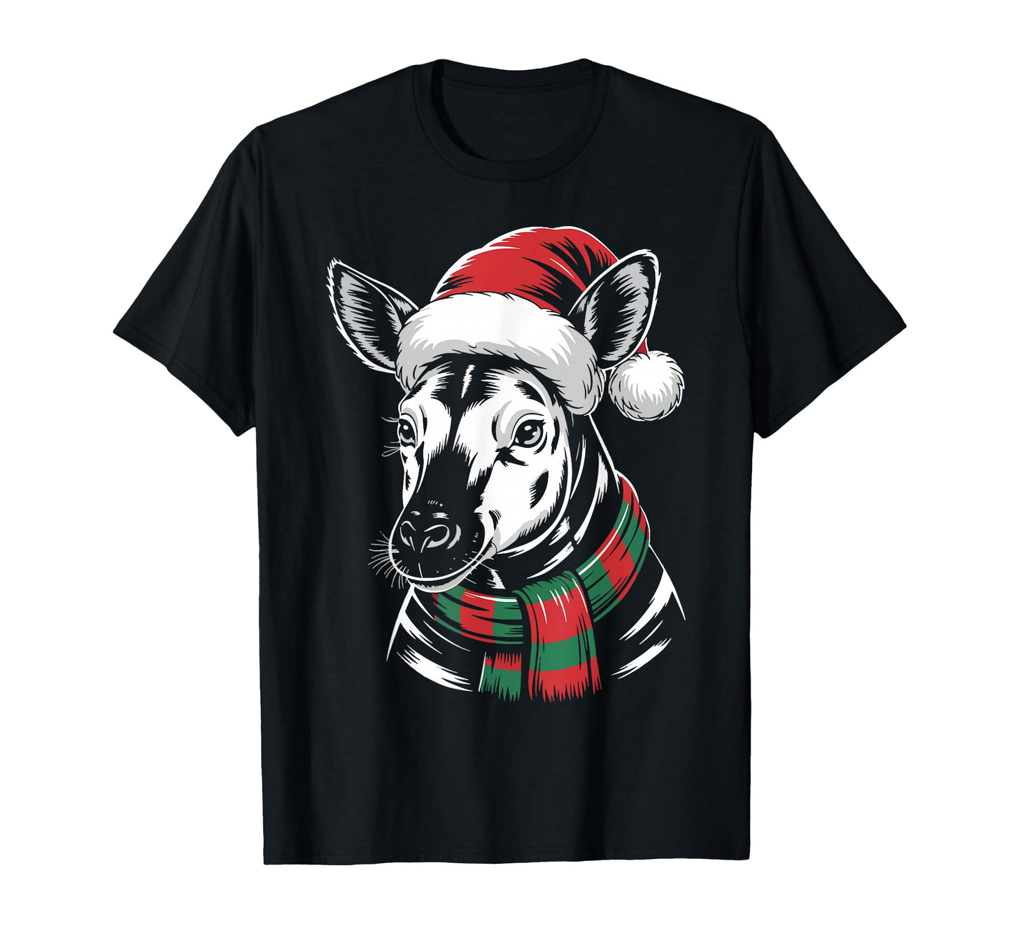 Okapi Xmas Santa Hat Scarf Christmas Costume T-Shirt