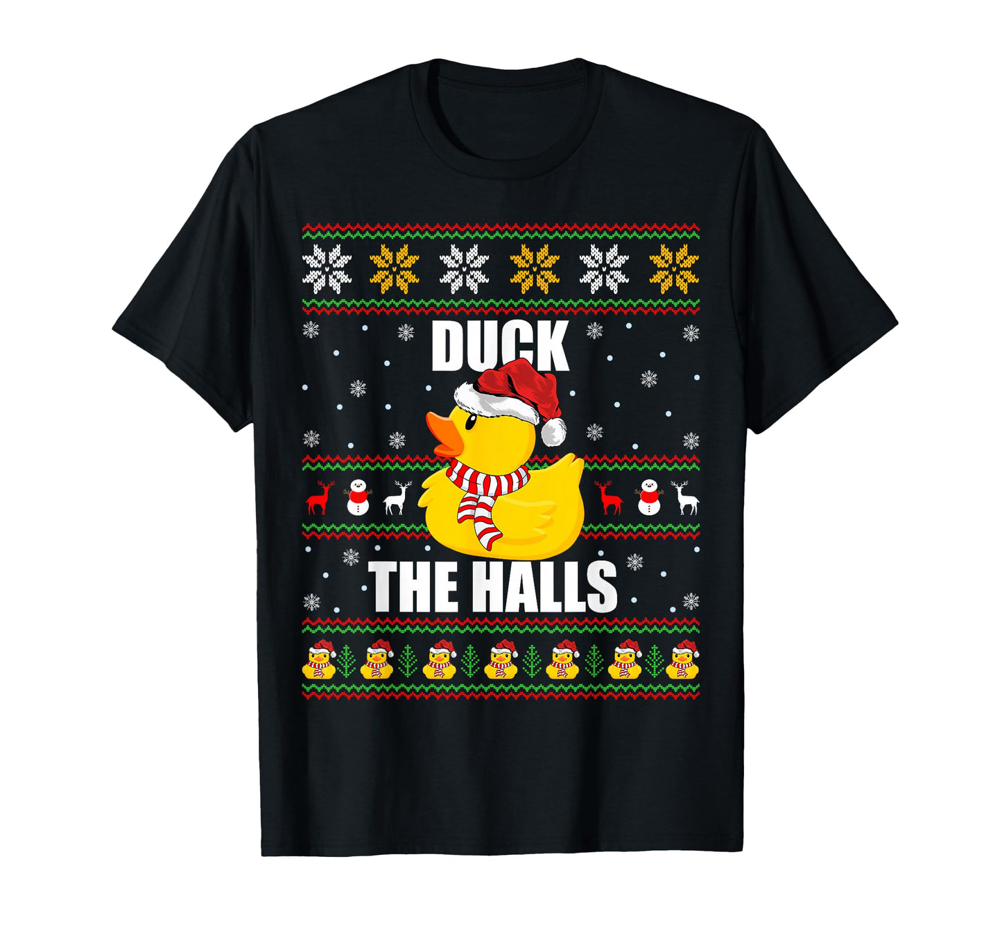 Ugly Xmas Sweater Style Funny Rubber Duck Christmas Pajamas T-Shirt