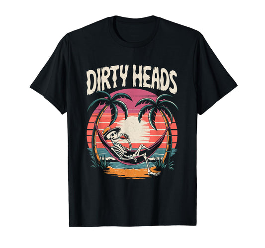 Chill Skeleton Dirty Heads Retro Beach Art for Men Women T-Shirt