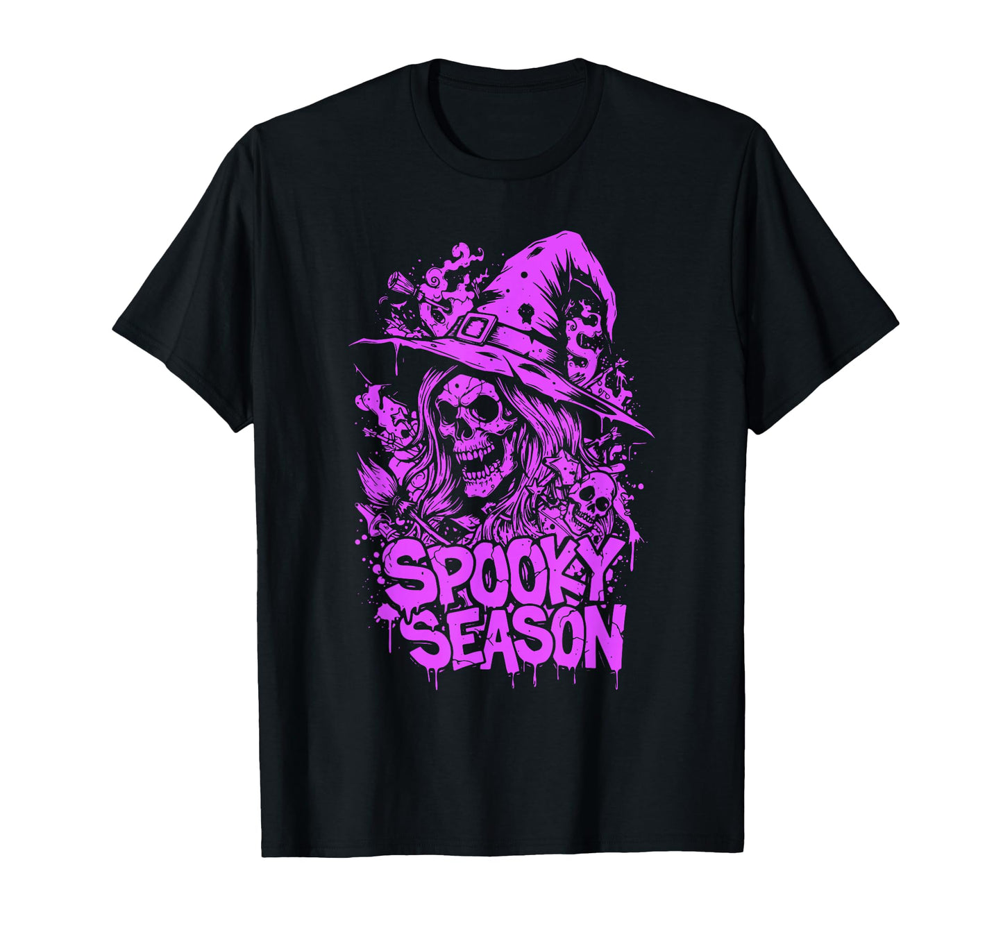 Spooky Season Witch Skull Halloween Costume for Women & Girl T-Shirt