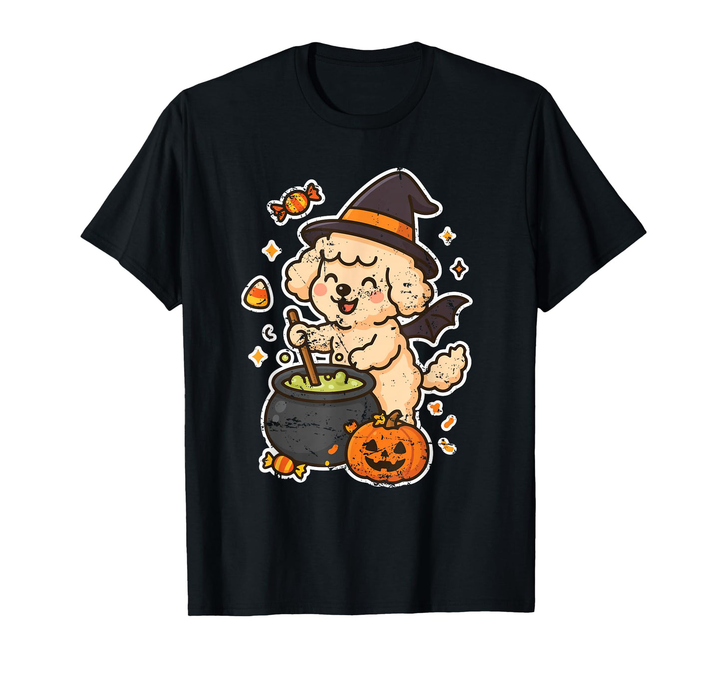 Poodle Witch with Cauldron T-Shirt