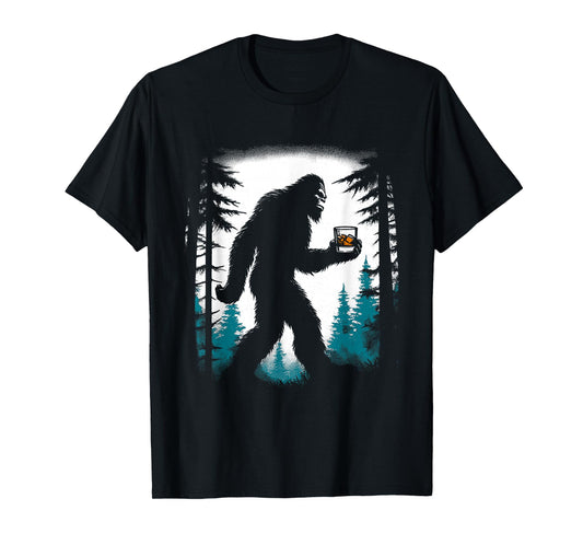 Bigfoot Drinking Whiskey - Funny Bigfoot Sasquatch Lover T-Shirt