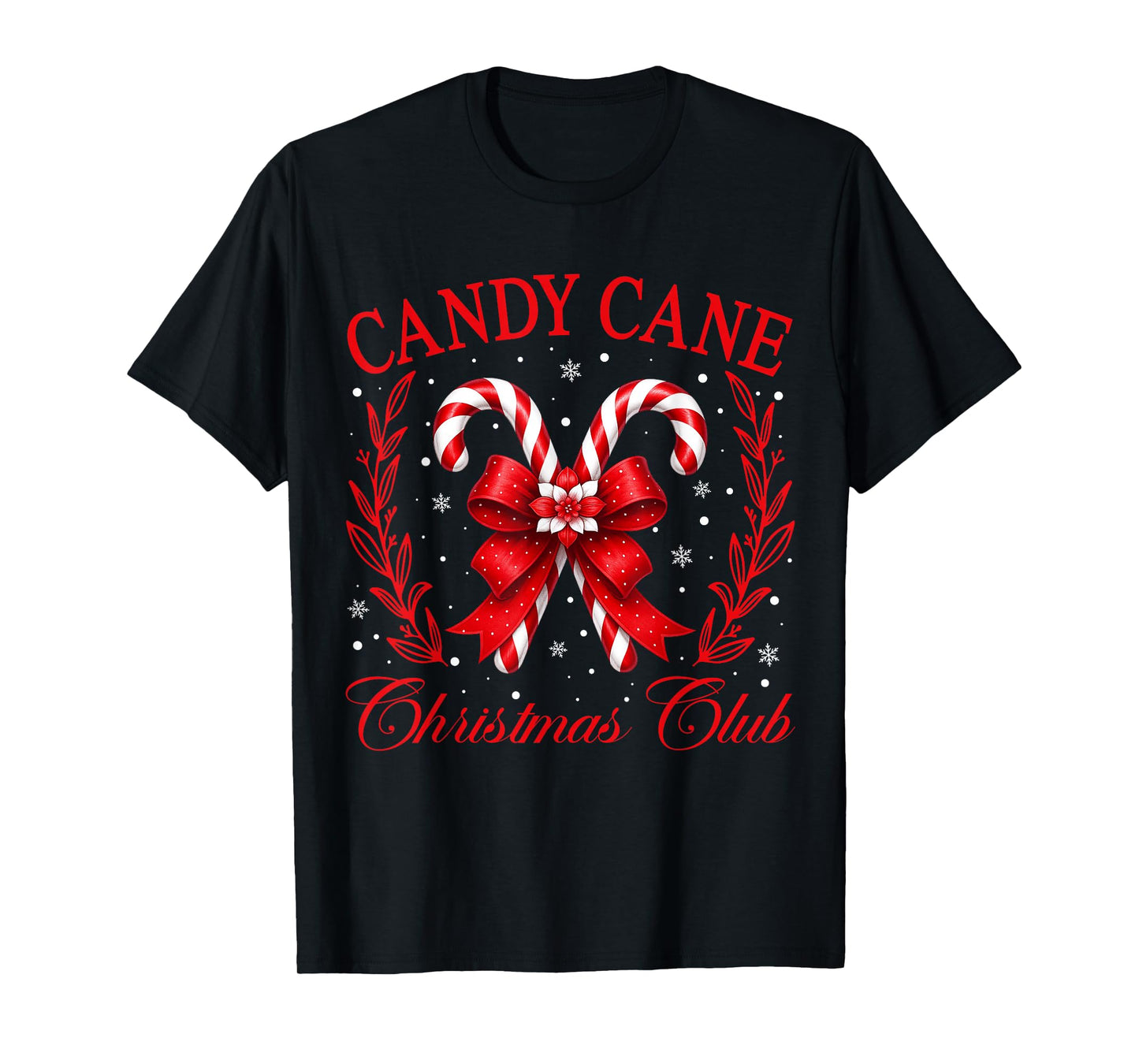 Cute Coquette Bow Candy Lovers Candy Cane Christmas Club T-Shirt