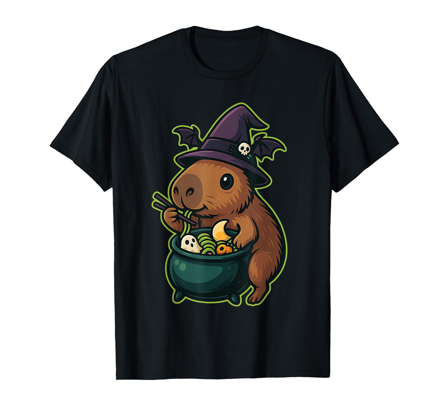 Witch Capybara Ramen Cauldron Kawaii Halloween T-Shirt