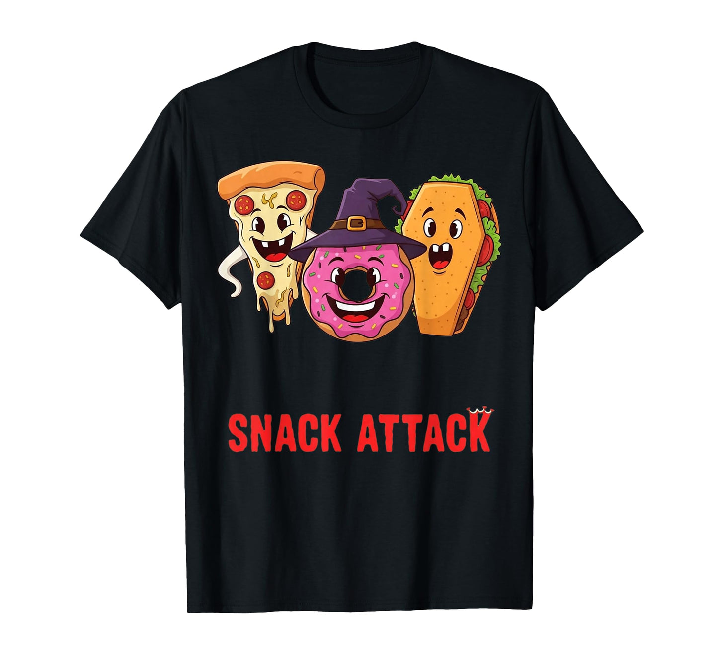 Snack Attack Funny Halloween Pizza Donut Taco T-Shirt