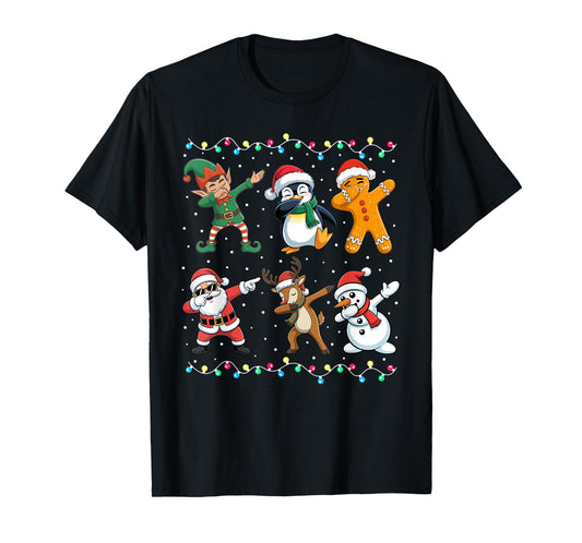 Dabbing Santa Elf Friends Boys Girls Men Funny Christmas Dab T-Shirt