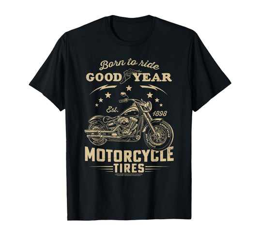 Goodyear Born To Ride Motorcycle Tires Vintage Logo T-Shirt