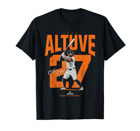 License Champs | Jose Altuve Houston Baseball Player Novelty T-Shirt - Blue, Unisex-Adult, Small, Short Sleeve