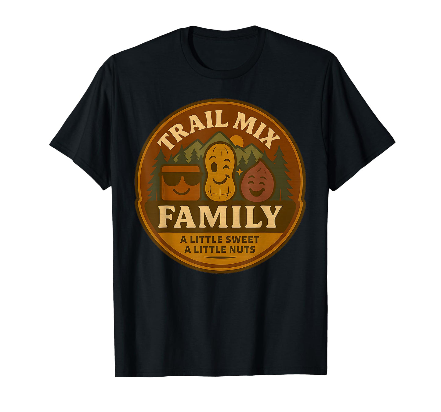 Matching Family Hiking Funny Trail-Mix Camping Snacks Retro T-Shirt