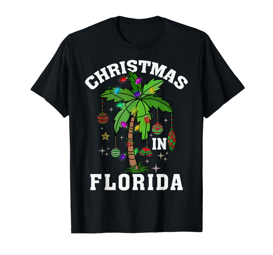 Christmas In Florida Deck The Palm Tree Xmas Winter Vacation T-Shirt