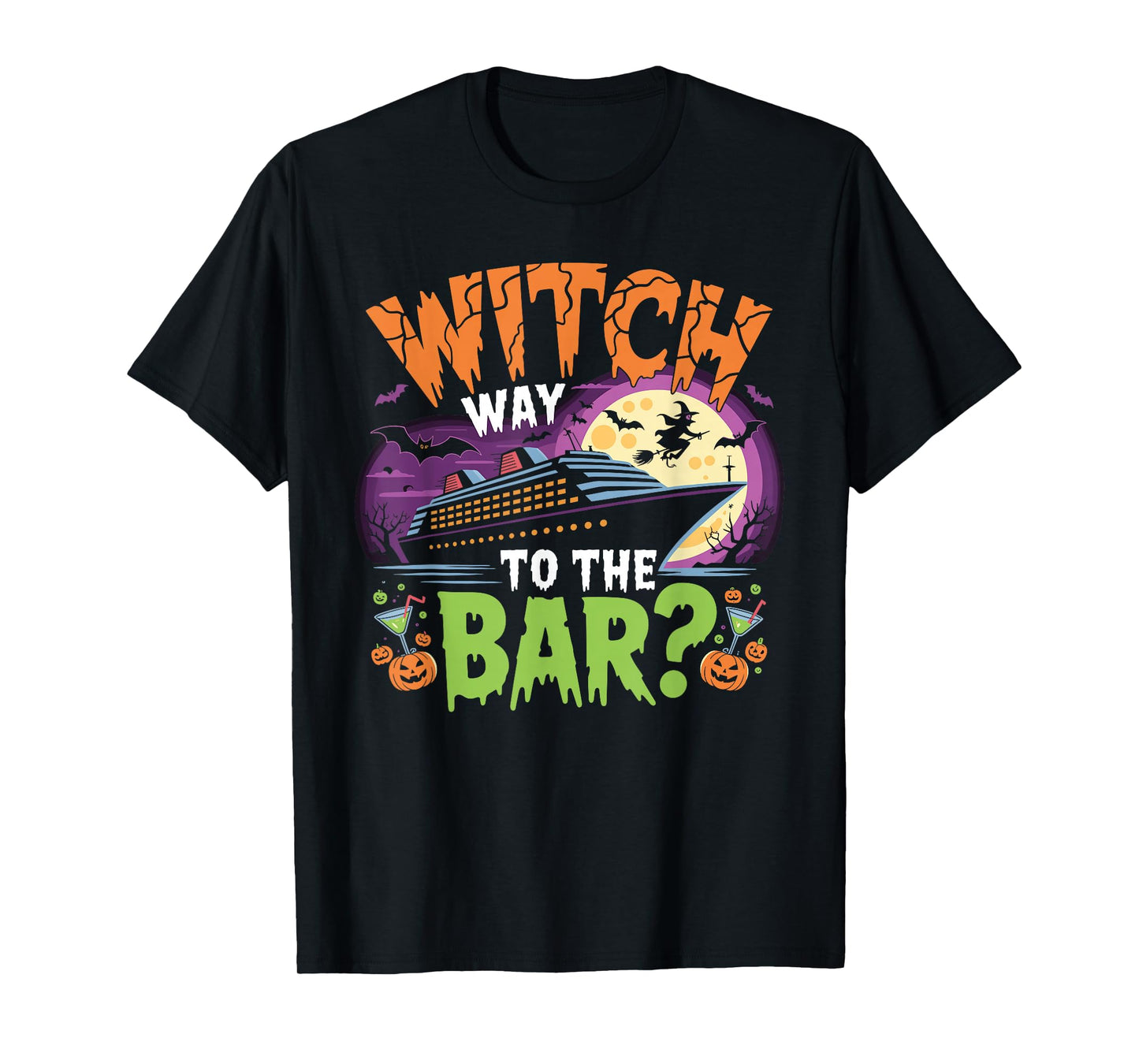 Witch Way to The Bar Funny Halloween Cruise T-Shirt