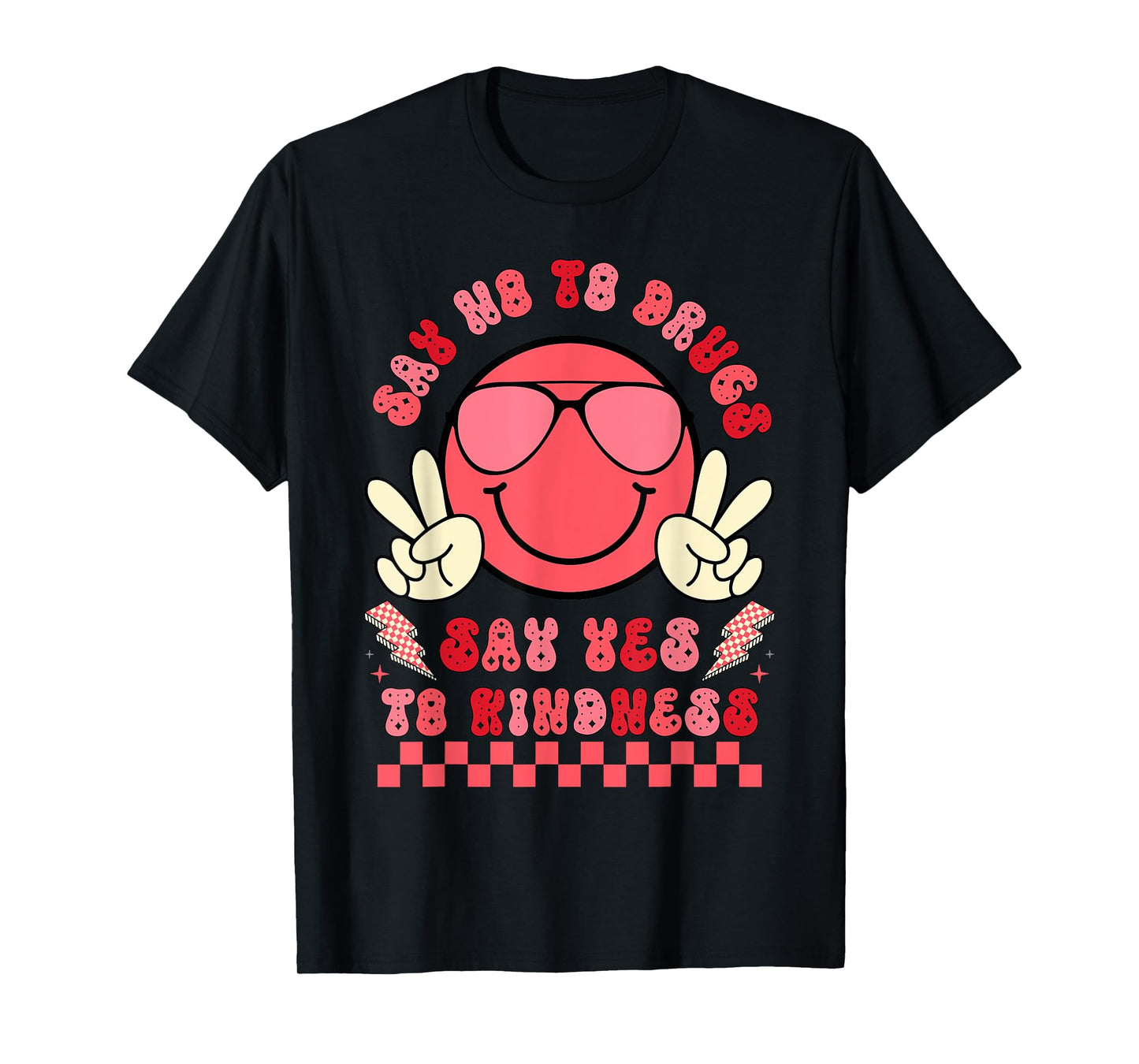 Say Not Drug-Free Say Yes To Kindness Red Ribbon Week Retro T-Shirt