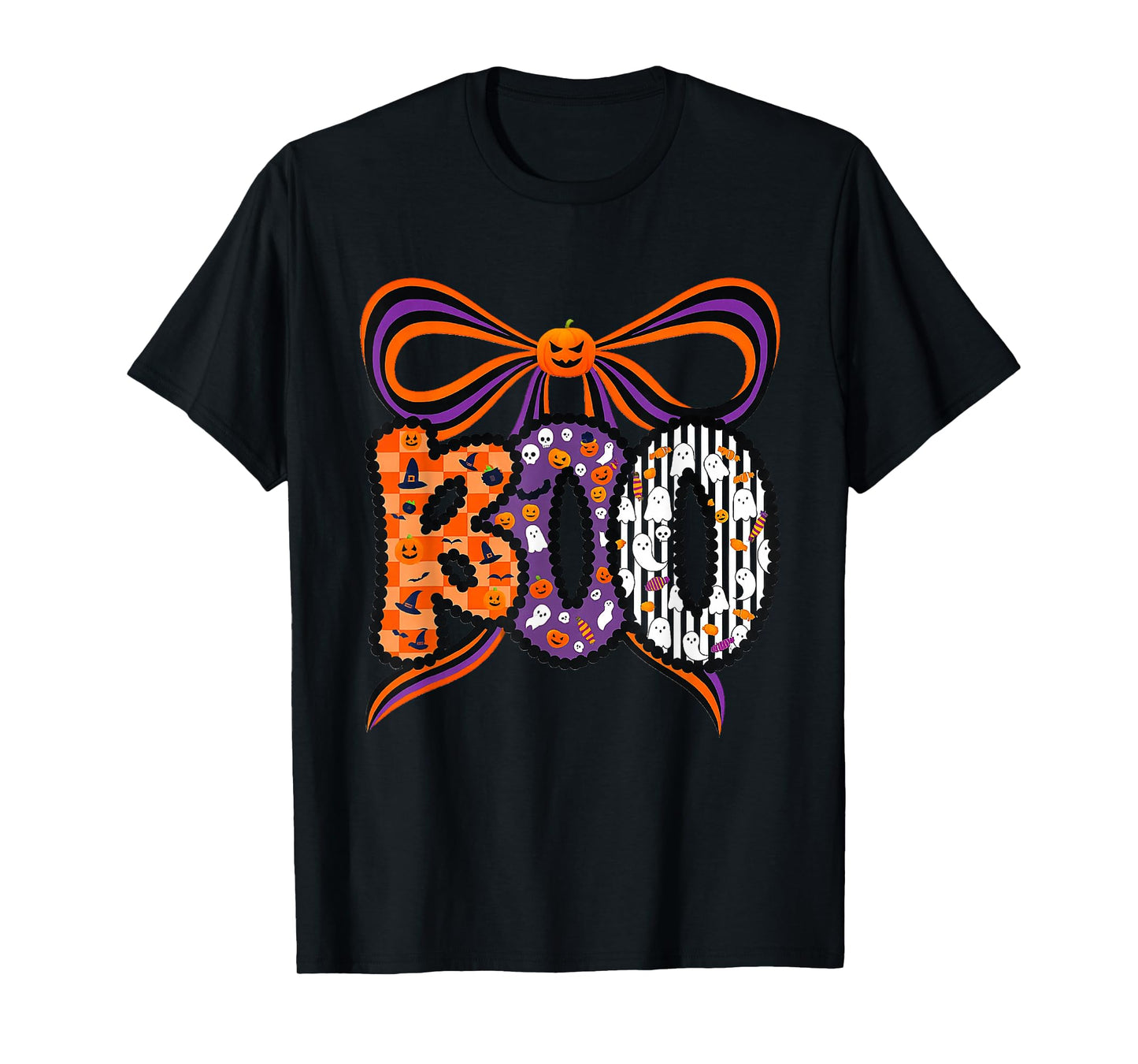 Boo Bow Pumpkin Ghost Funny Halloween Men Women T-Shirt