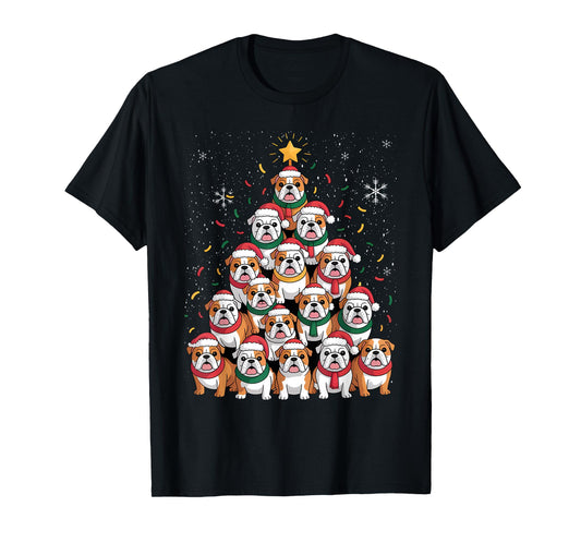 English Bulldog Christmas Tree Dog Santa Xmas Boys Dogmas T-Shirt