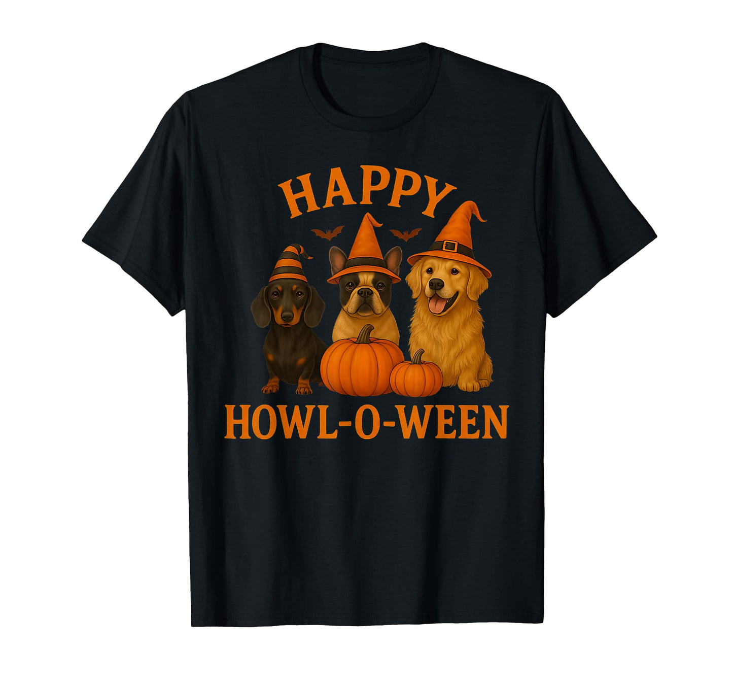 Happy Howl-O-Ween Wiener Dog Pumpkin Halloween Men Women Kid T-Shirt