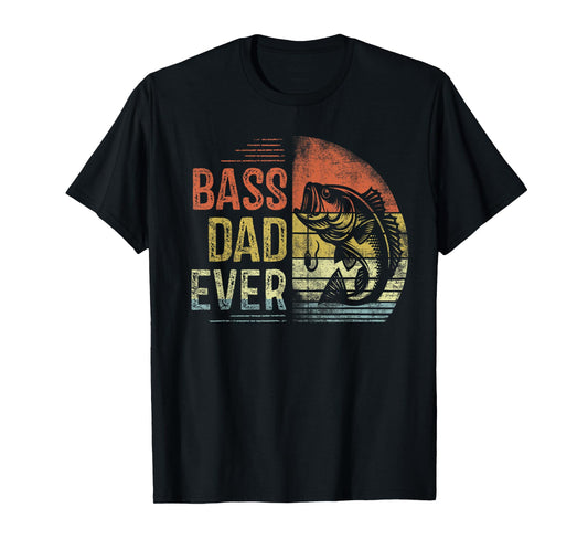 Bass Dad Ever Fishing Gifts Dad Birthday Vintage T-Shirt