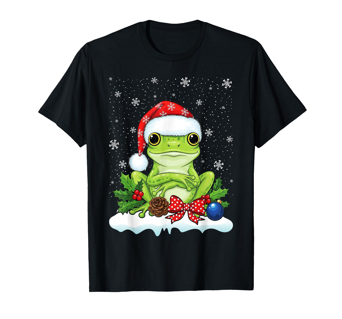 Frog Christmas Santa Hat Xmas Kids Boys Girls T-Shirt