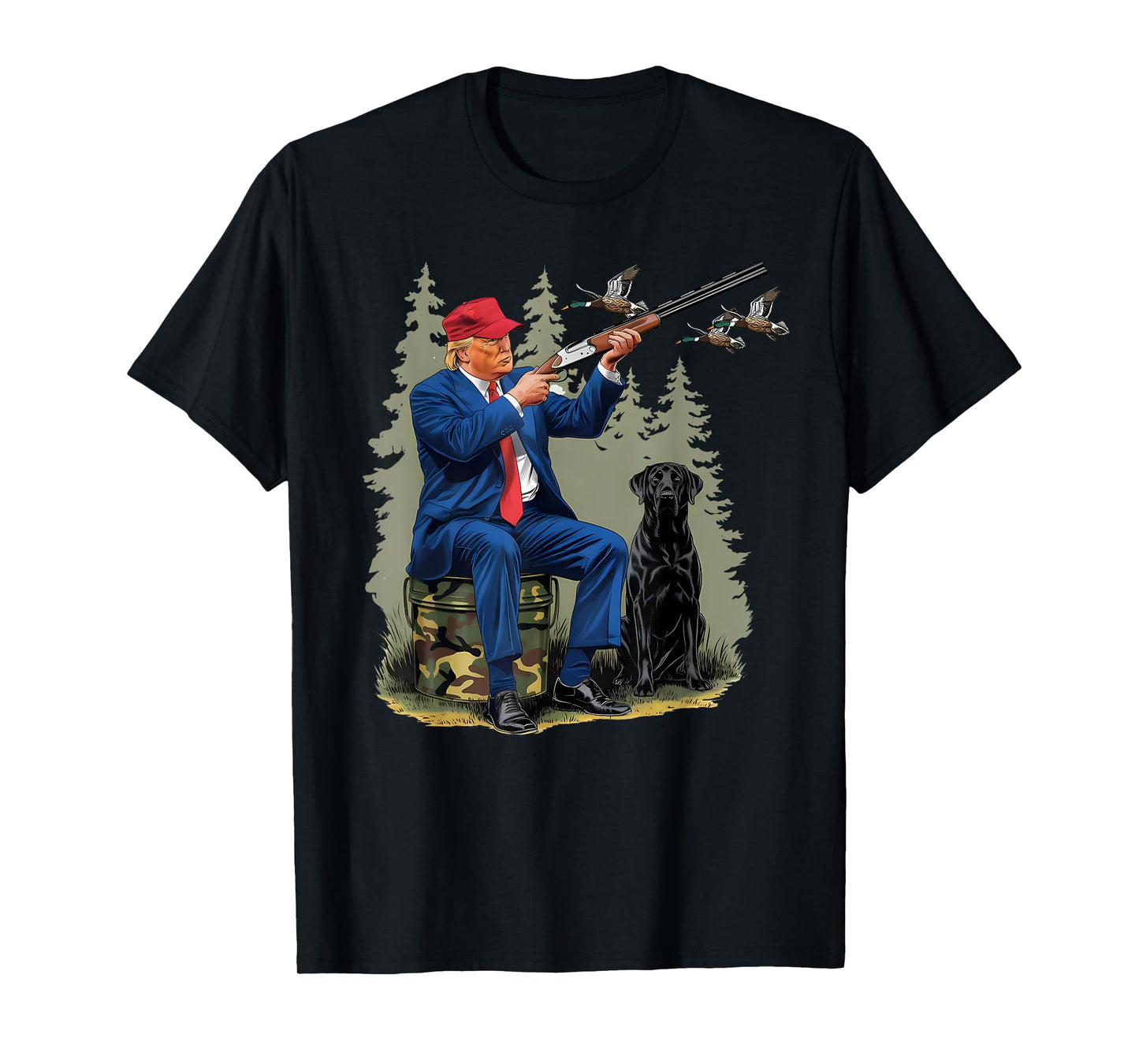 Trump Duck Hunting Donald Trump Old School Camouflage T-Shirt