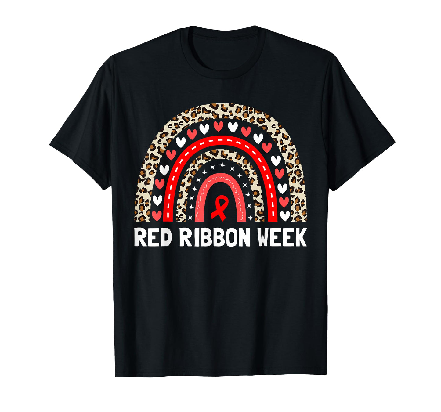 Red Ribbon Week Rainbow Men Women Kids Red Ribbon T-Shirt