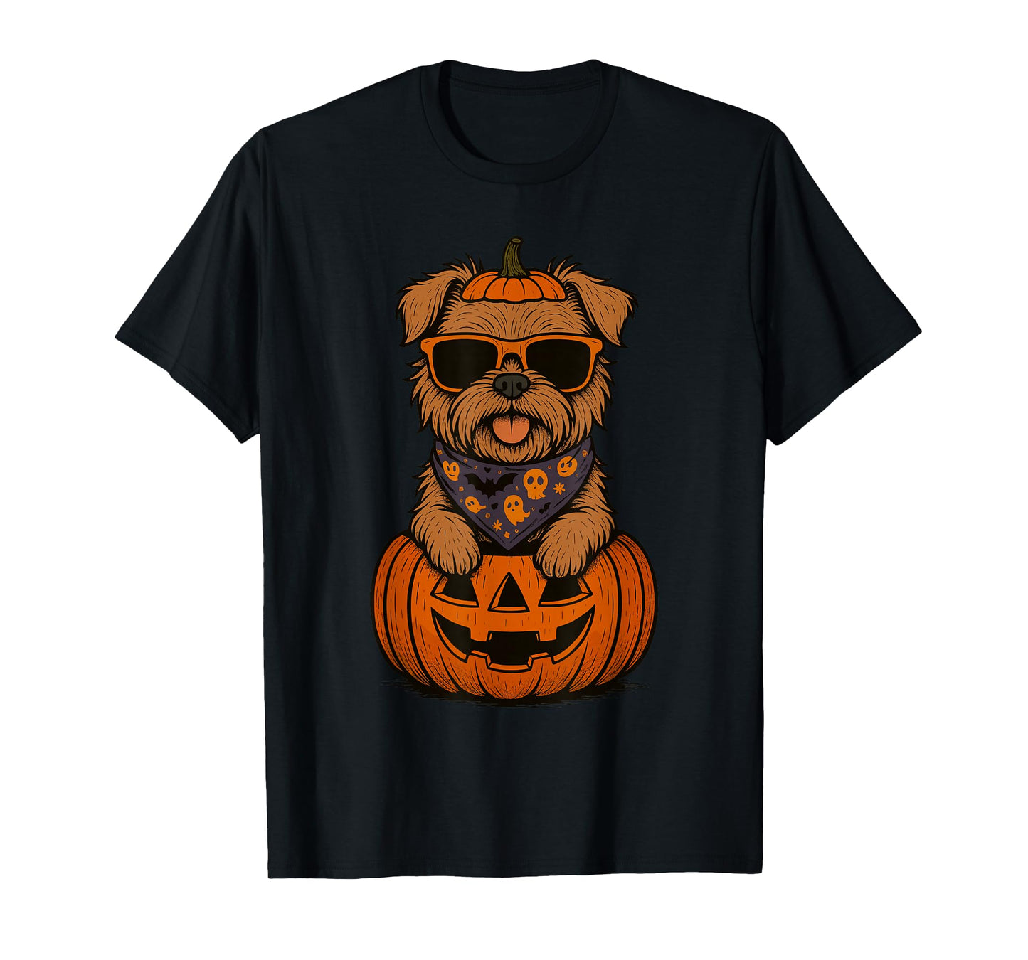 Spooky Brussels Griffon Pumpkin Halloween Dog Lover T-Shirt