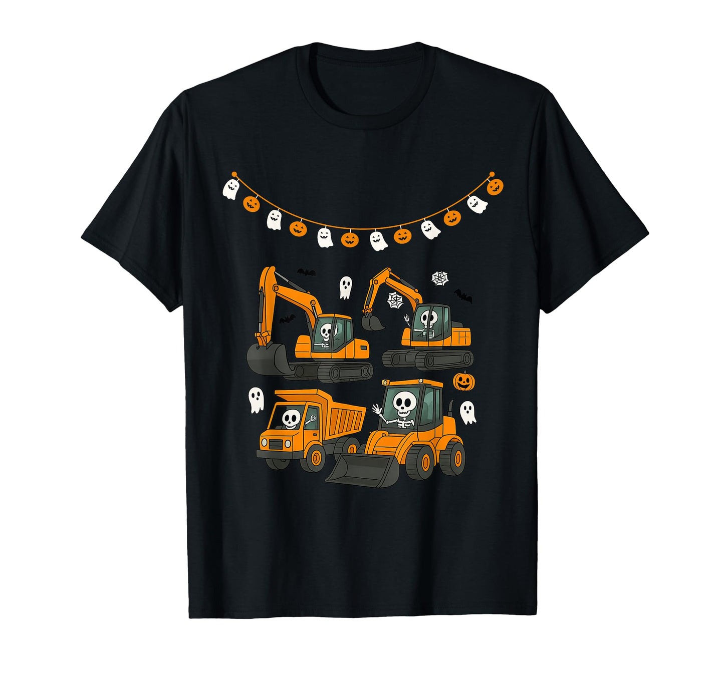 Spooky Construction Trucks Toddler Boys Halloween Costume T-Shirt