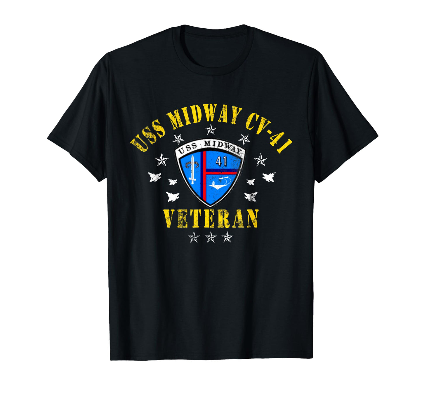 USS Midway CV 41 Aircraft Carrier Veteran USA Flag Vintage T-Shirt