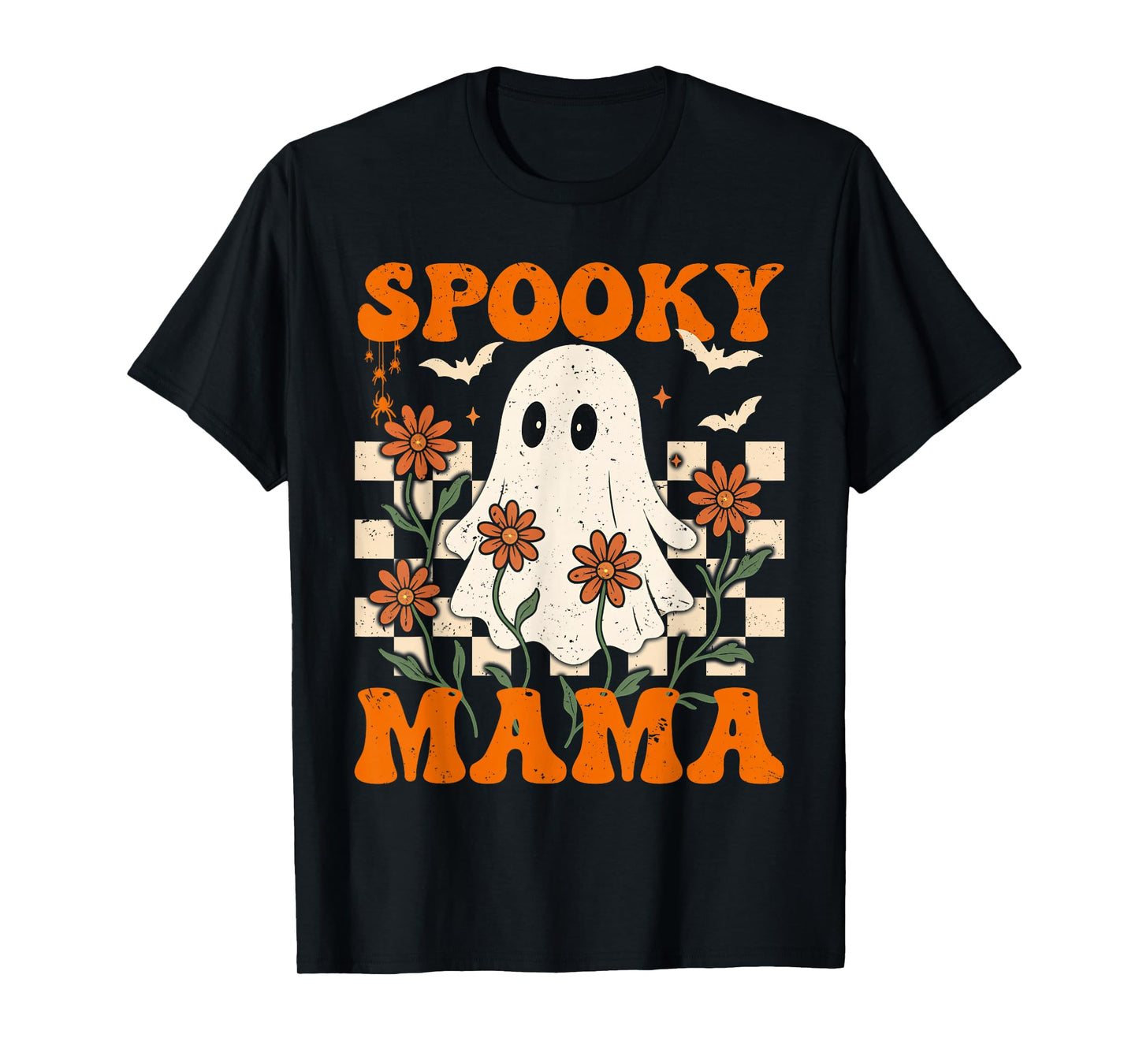 Spooky Mama Groovy Vintage Ghost Halloween Spooky Mom Mother T-Shirt