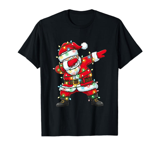 Dabbing Santa Claus Christmas Lights Xmas Dab Men Boys Kids T-Shirt