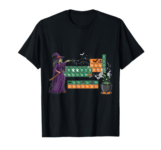 Enchanting Witch and Potion Themed Periodic Table T-Shirt