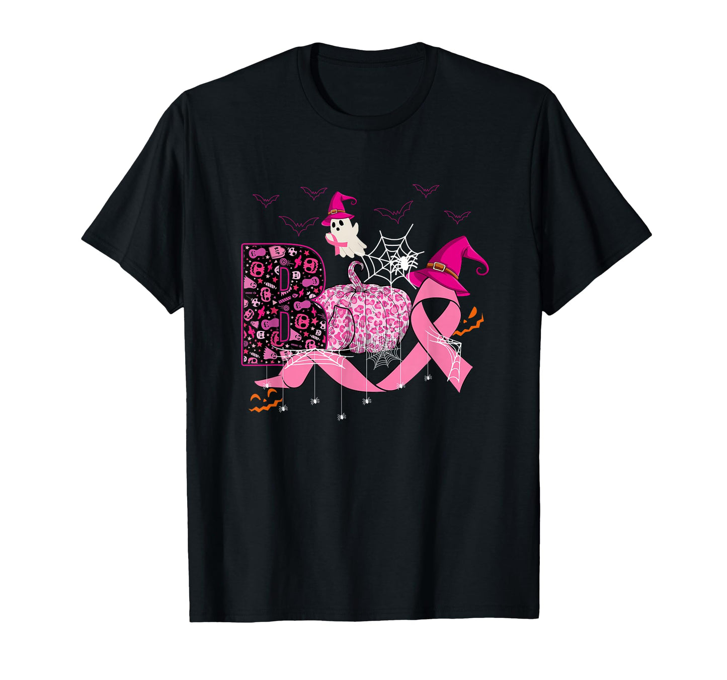 Boo Halloween Pink Ribbon Breast Cancer Awareness Pumpkin T-Shirt
