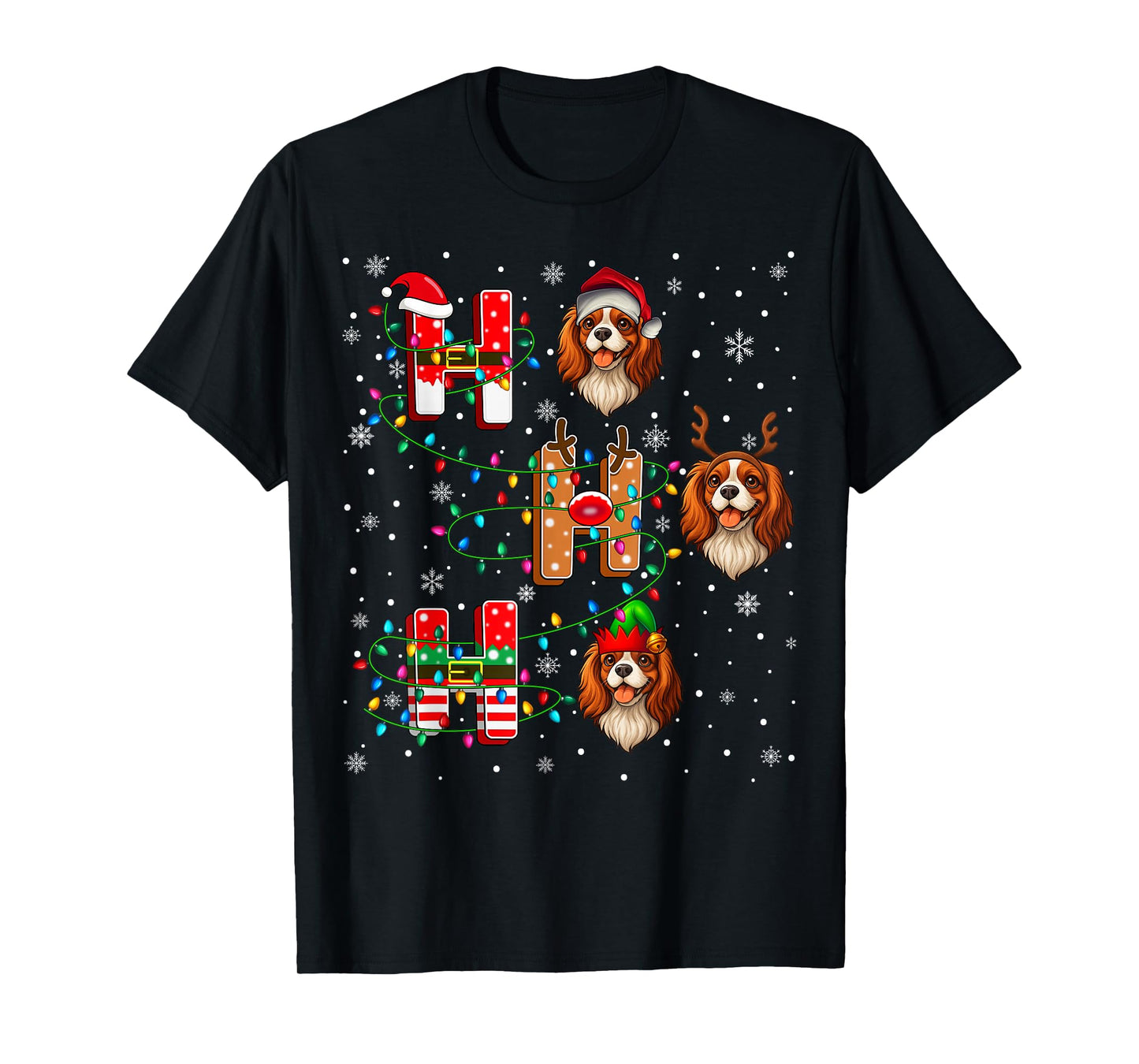 Ho Ho Ho Santa Elf Cavalier King Charles Spaniel Dog Xmas T-Shirt