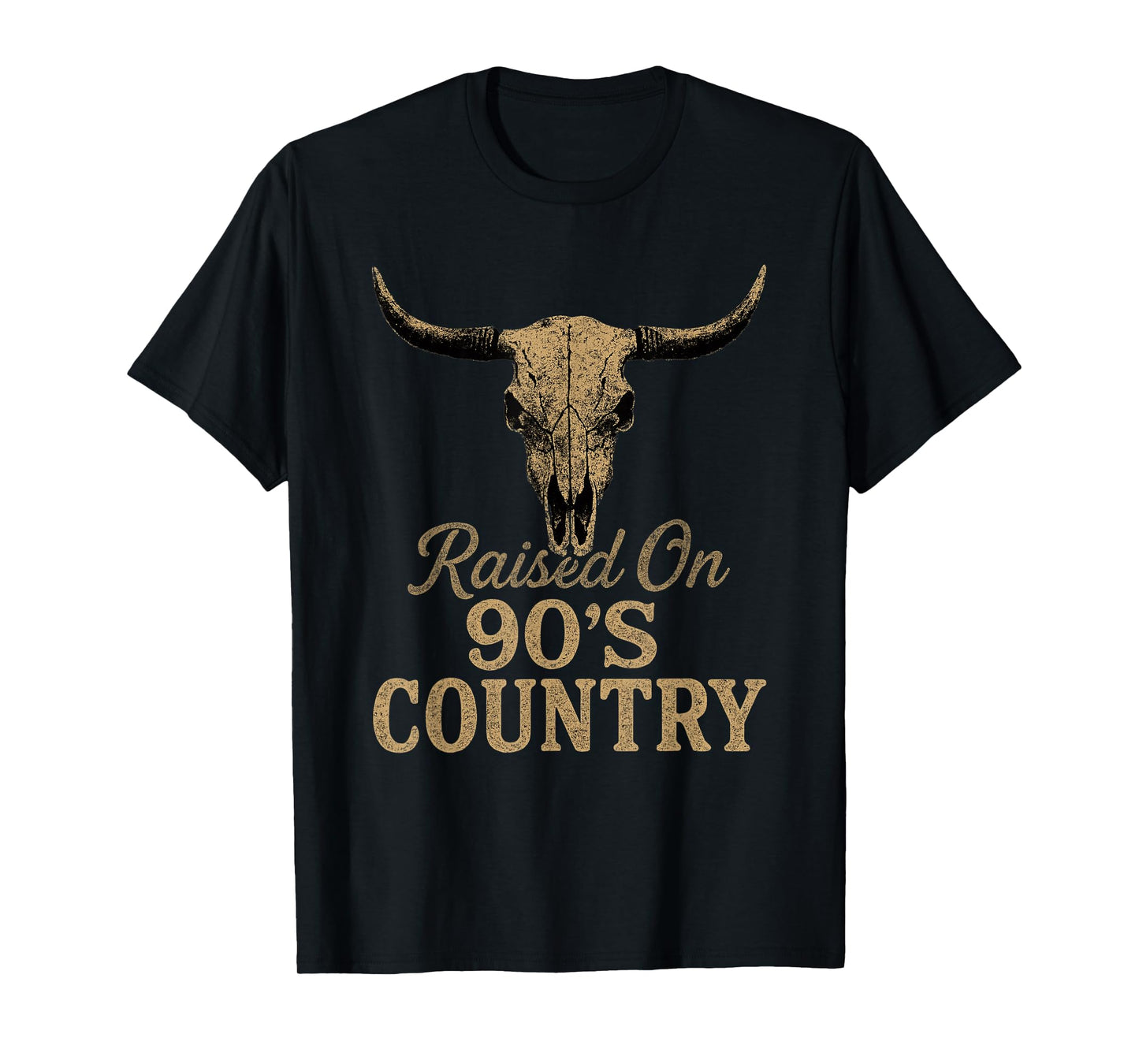 Vintage Western Bull Skull Raised On 90's Country T-Shirt