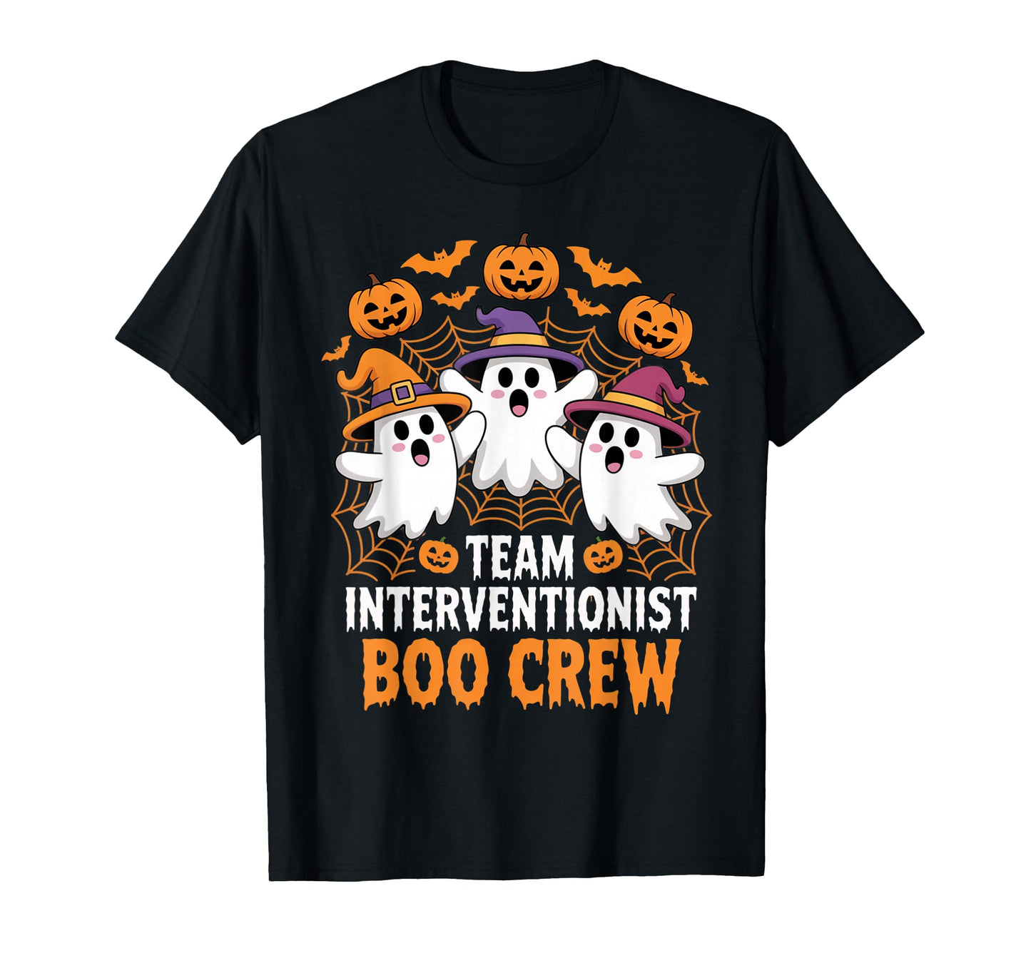 Team Interventionist Boo Crew Halloween Ghost School Staff T-Shirt