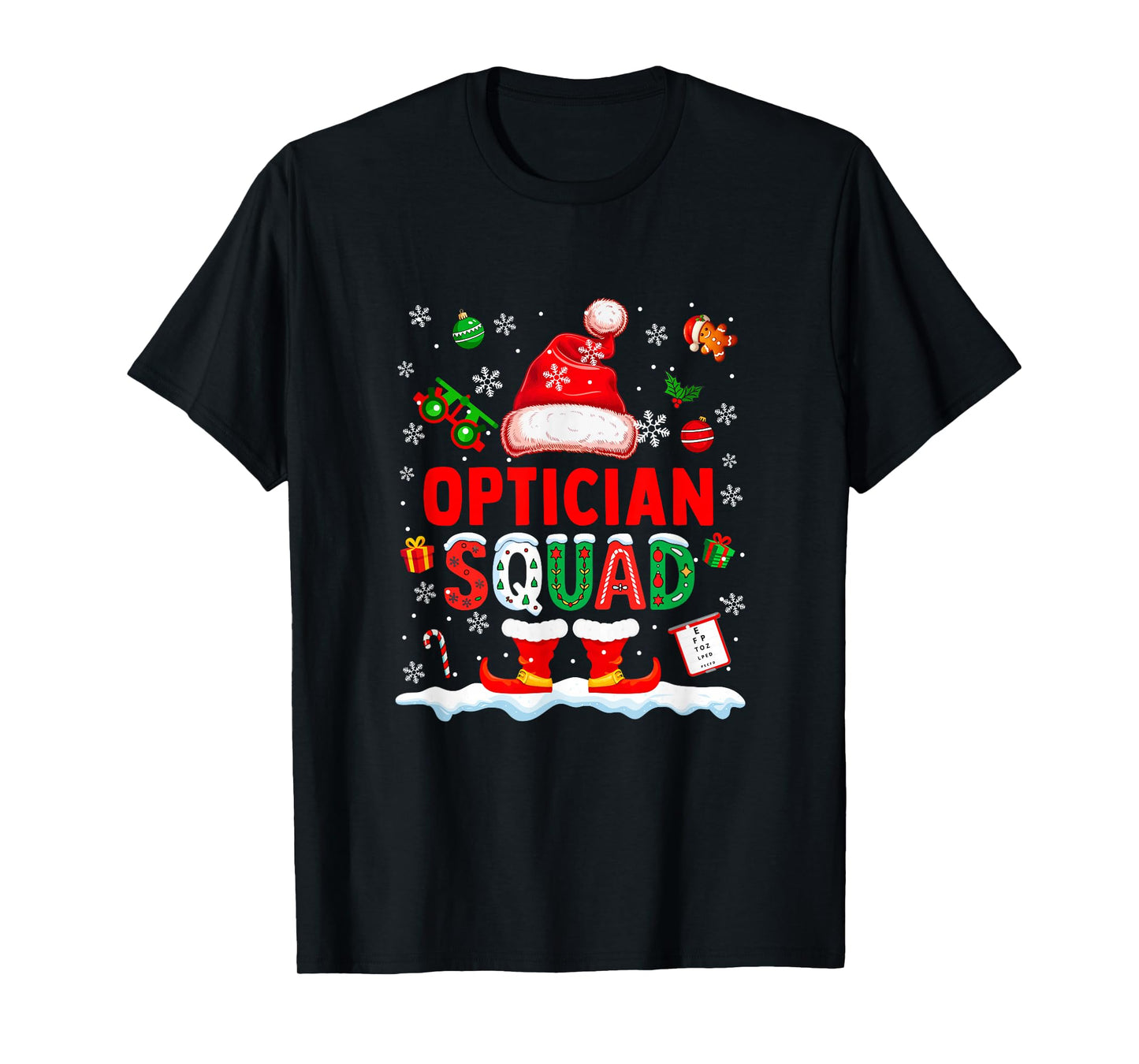 Optician Squad Men Job Christmas Santa Costume Bow Tie T-Shirt