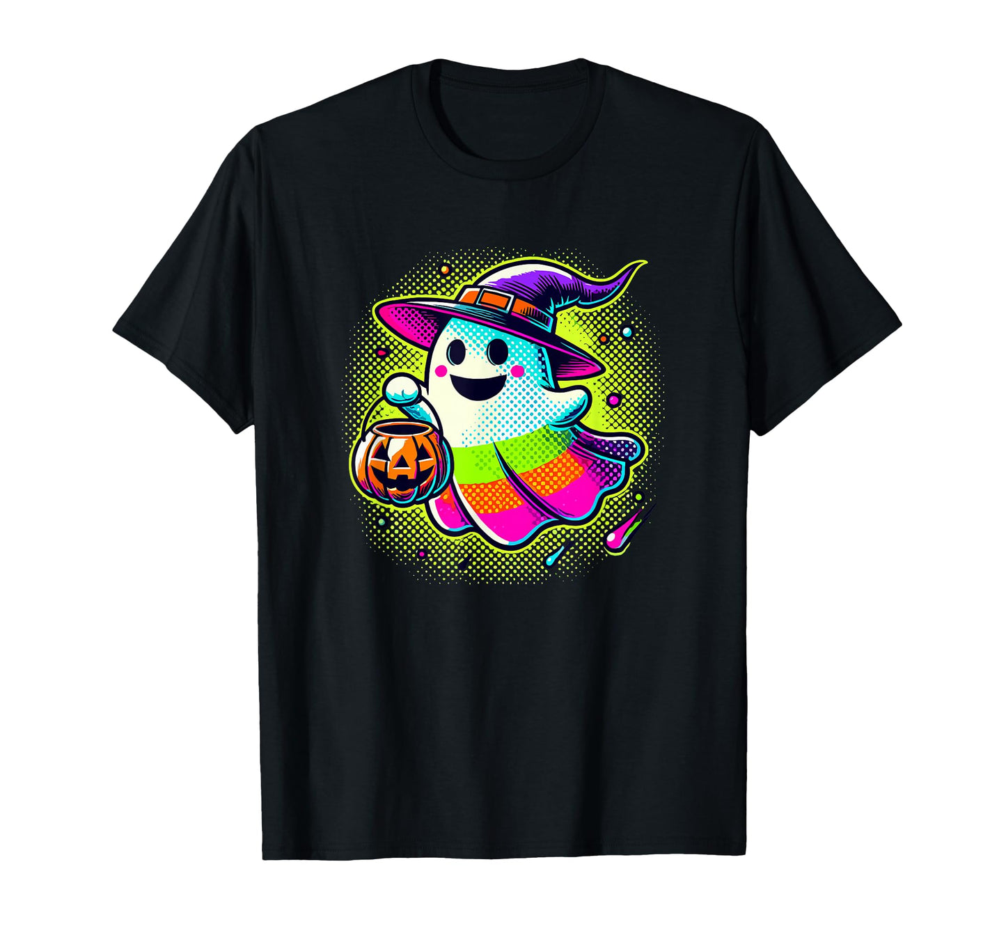 Paint Art Halloween Trick Or Treat Witch Ghost T-Shirt